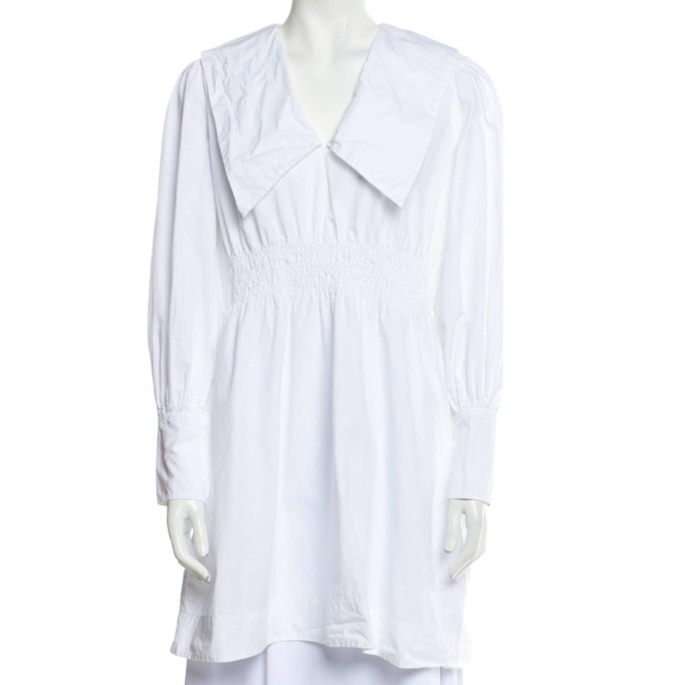 GANNI bold collar button up shirt dress